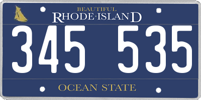 RI license plate 345535