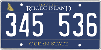 RI license plate 345536