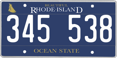 RI license plate 345538