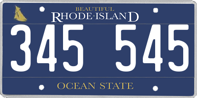 RI license plate 345545