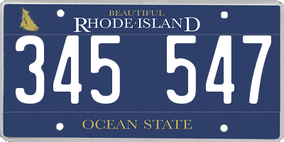 RI license plate 345547