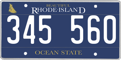 RI license plate 345560