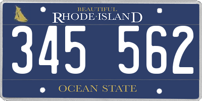 RI license plate 345562