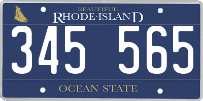 RI license plate 345565