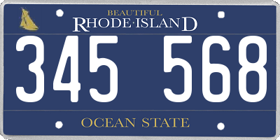 RI license plate 345568