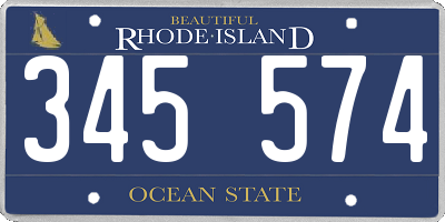 RI license plate 345574