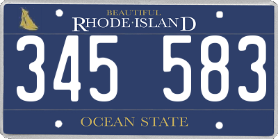 RI license plate 345583
