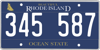 RI license plate 345587