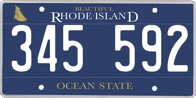 RI license plate 345592