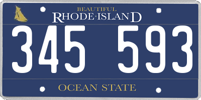 RI license plate 345593