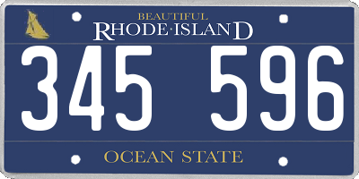RI license plate 345596