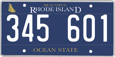 RI license plate 345601