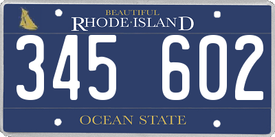 RI license plate 345602