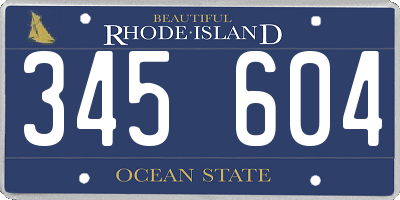 RI license plate 345604