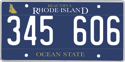 RI license plate 345606