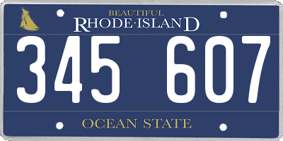 RI license plate 345607