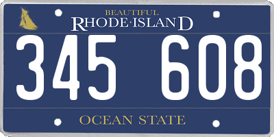 RI license plate 345608