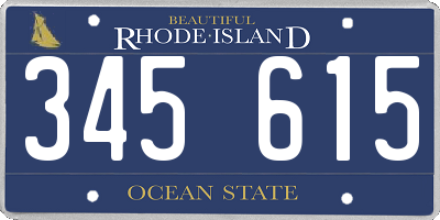 RI license plate 345615