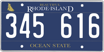 RI license plate 345616