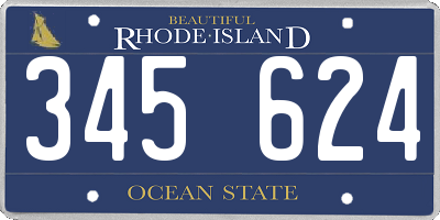 RI license plate 345624