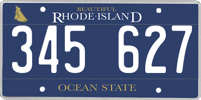 RI license plate 345627