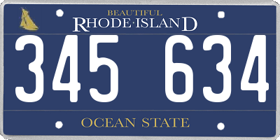 RI license plate 345634