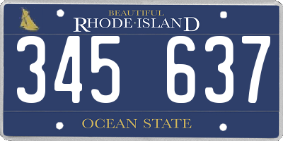 RI license plate 345637