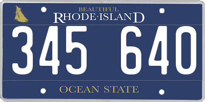 RI license plate 345640