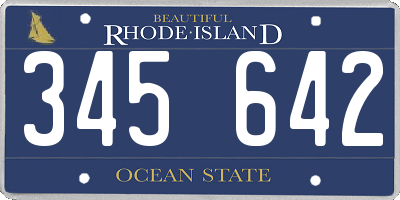 RI license plate 345642