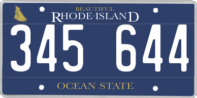 RI license plate 345644