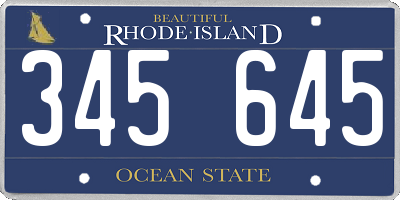 RI license plate 345645