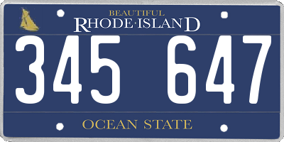 RI license plate 345647