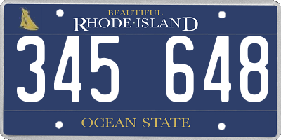 RI license plate 345648