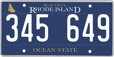 RI license plate 345649