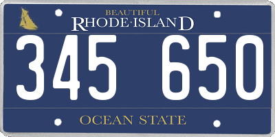 RI license plate 345650