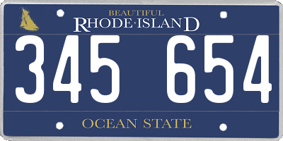 RI license plate 345654