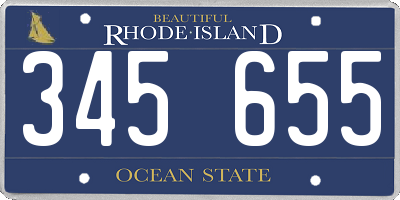 RI license plate 345655