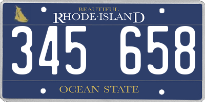 RI license plate 345658