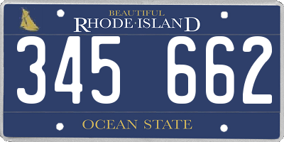 RI license plate 345662