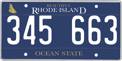 RI license plate 345663