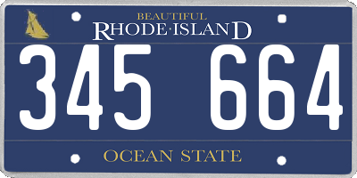 RI license plate 345664