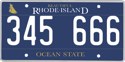 RI license plate 345666