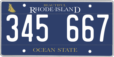 RI license plate 345667