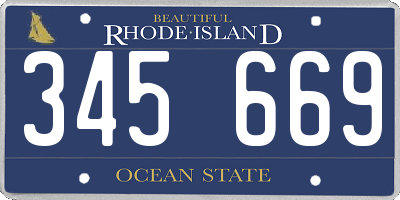 RI license plate 345669