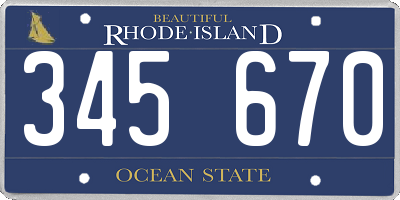 RI license plate 345670