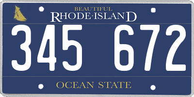 RI license plate 345672