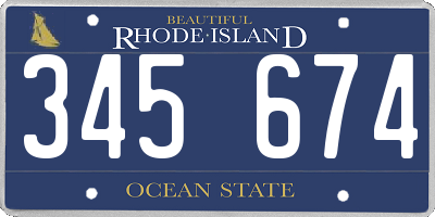 RI license plate 345674