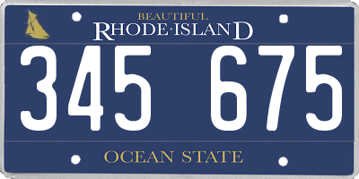 RI license plate 345675