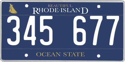 RI license plate 345677