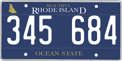 RI license plate 345684